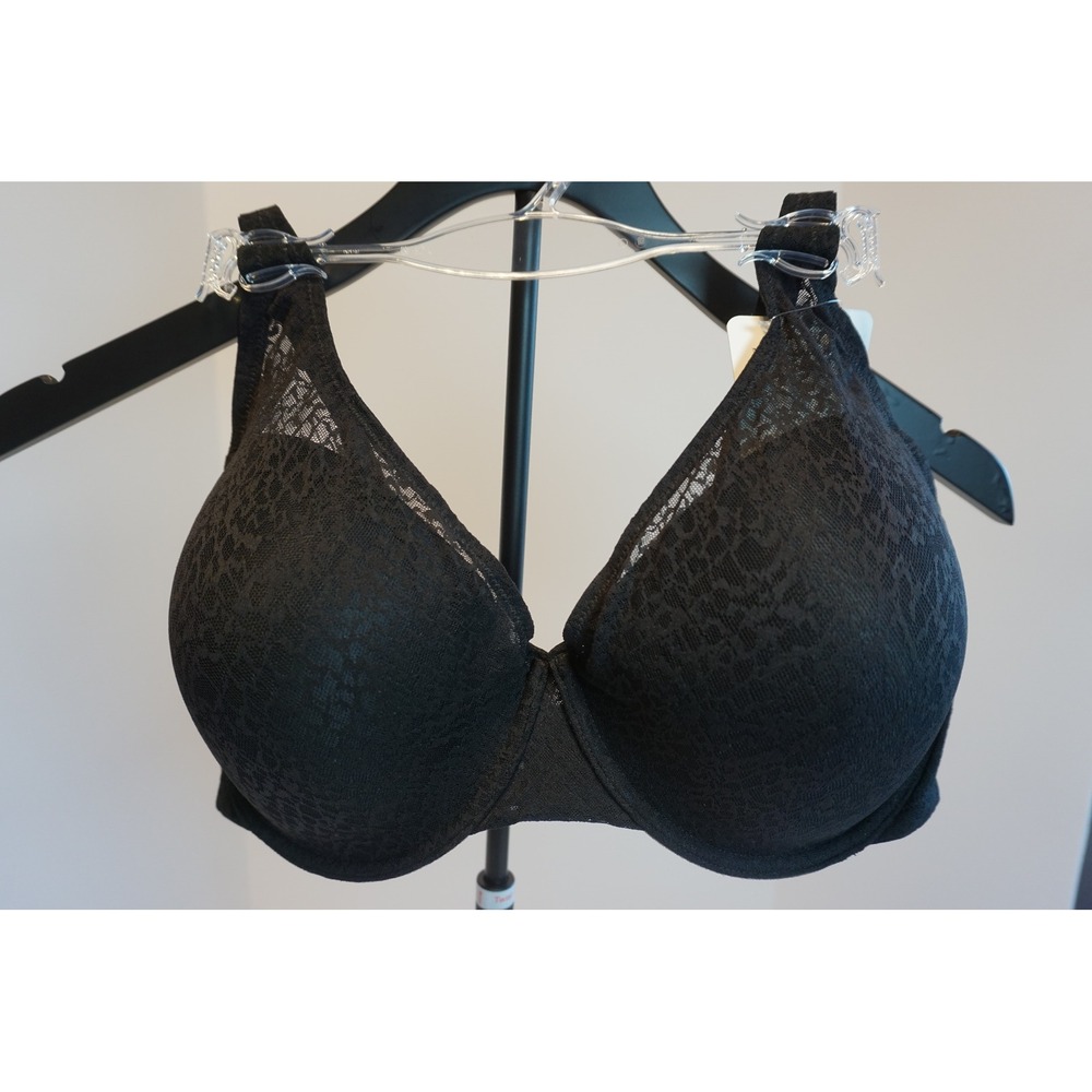Natori Pretty Smooth Black Leopard Lace Underwire Bra 36G 731318